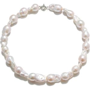 imageBriLove Baroque Freshwater Cultured Pearl Necklace for Women Gorgeous Elegant Real Pearls Choker Strand Necklaces for Wedding Outfit Party Prom GiftBig Real Pearls Necklace