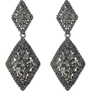 imageBriLove Gorgeous Sparkly Full Rhinestone Prismatic Statement Dangle Drop Earrings for Women Wedding Bridal Party Prom Jewelry AccessoriesGrey BlackTone