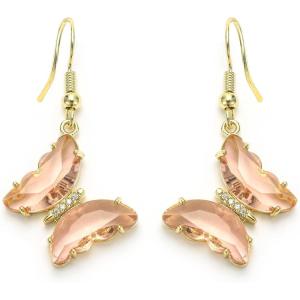 imageBriLove Gorgeous Sparkly Rhinestone Butterfly Statement Dangle Drop Earrings for Women Wedding Summer Beach Party Prom Jewelry AccessoriesChampagne GoldTone