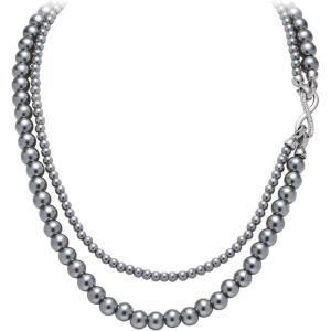 imageBriLove Vintage 1920s Costume Jewelry Multilayer Imitation Pearls Shiny CZ Infinity 8 Strand Choker Necklace for Women Wedding Halloween Cosplay Party Prom AccessoriesGrey