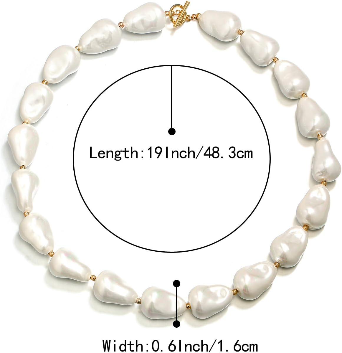 imageBriLove Baroque Simulated Pearls Necklace for Women Gorgeous Elegant Choker Strand Necklaces for Wedding Outfit Party Prom Gift Ivory Color GoldTone