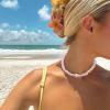 imageBriLove Baroque Freshwater Cultured Pearl Puka Shell Ocean Chains Choker Necklace for Women Beach Summer Trendy Seaside JewelryPink
