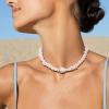 imageBriLove Baroque Freshwater Cultured Pearl Puka Shell Ocean Chains Choker Necklace for Women Beach Summer Trendy Seaside JewelryPink