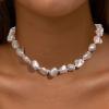 imageBriLove Baroque Necklace for WomenElegant Irregular Shell Choker Strand Necklaces for Summer Beach Wedding Outfit Party PromBaroque Nature Shell