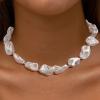 imageBriLove Baroque Necklace for WomenElegant Irregular Shell Choker Strand Necklaces for Summer Beach Wedding Outfit Party PromNature Shell