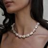 imageBriLove Baroque Simulated Pearls Necklace for Women Gorgeous Elegant Choker Strand Necklaces for Wedding Outfit Party Prom Gift Ivory Color GoldTone
