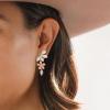 imageBriLove Bohemian Boho Cubic Zirconia Flower Dangle Earrings for Women Exaggerated Flora Statement Earrings for Summer Refreshing Seaside Idyllic HolidayMulticolor GoldTone