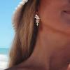 imageBriLove Bohemian Boho Cubic Zirconia Flower Dangle Earrings for Women Exaggerated Flora Statement Earrings for Summer Refreshing Seaside Idyllic HolidayMulticolor GoldTone