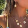 imageBriLove Charm Necklace Earrings Set for WomenHandmade Paperclip Evil Eye Anchor Flower Gold Pendant for Outfit Summer Beach AccessoriesClear GoldTone