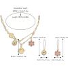 imageBriLove Charm Necklace Earrings Set for WomenHandmade Paperclip Evil Eye Anchor Flower Gold Pendant for Outfit Summer Beach AccessoriesPink GoldTone