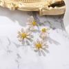 imageBriLove Daisy Flower Stud EarringsCute Chrysanthemum Sun Floral Drop Dangle Earring for Women Summer Jewelry AccessoriesYellow GoldTone