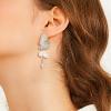 imageBriLove Elegant Shiny Cubic Zirconia Butterfly Clipon Dangle Earrings for Wedding Party Prom Daily Wear Trendy Jewelry AccessoryClear SilverTone