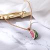 imageBriLove Fashion Funny Watermelon Fruit Pendant Necklace for WomenShiny Rhinestone Enamel Trendy Choker Jewelry Gift Christmas Birthday Daily WearPink