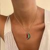 imageBriLove Fashion Funny Watermelon Fruit Pendant Necklace for WomenShiny Rhinestone Enamel Trendy Choker Jewelry Gift Christmas Birthday Daily WearRed