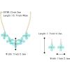 imageBriLove Flower Collar Necklace Shiny Floral Summer Beach Statement Bib Necklaces Hook Earrings for Women Costume Prom JewelryLight Blue GoldTone