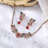 imageBriLove Flower Jewelry Set for WomenGorgeous Stunning Rhinestones Crystal Teardrop Marquise Leaf Flowers Cluster Statement Necklace Dangle Earrings Party Prom AccessoriesMulticolor