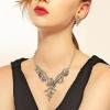 imageBriLove Gorgeous Jewelry Set for Women Stunning Crystal Rose Flower Leaf Cluster Statement Necklace Dangle Drop Clipon Earrings Set for Party Prom AccessoriesBrown AntiqueGoldToned