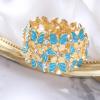 imageBriLove Gorgeous Shiny Enamel Butterfly Crystal Marqiuse Stretch Bangle Bracelet for Women Bridal Wedding Party Prom Jewelry AccessoriesBlue GoldTone