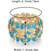 imageBriLove Gorgeous Shiny Enamel Butterfly Crystal Marqiuse Stretch Bangle Bracelet for Women Bridal Wedding Party Prom Jewelry AccessoriesBlue GoldTone
