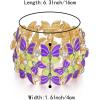 imageBriLove Gorgeous Shiny Enamel Butterfly Crystal Marqiuse Stretch Bangle Bracelet for Women Bridal Wedding Party Prom Jewelry AccessoriesPurple GoldTone