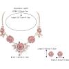 imageBriLove Gorgeous Stunning Rhinestone Crystal Marquise Rose Flower Cluster Statement Necklace Stud Earrings Set for Wedding Party Prom AccessoriesPink GoldTone