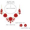 imageBriLove Gorgeous Stunning Rhinestone Crystal Marquise Rose Flower Cluster Statement Necklace Stud Earrings Set for Wedding Party Prom AccessoriesRuby Color GoldTone