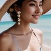 imageBriLove Gorgeous Stunning Rhinestones Teardrop Flower Long Dangle Drop Earrings for Women Wedding Party Prom Summer Jewelry AccessoryClear GoldTone