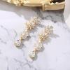 imageBriLove Gorgeous Stunning Rhinestones Teardrop Flower Long Dangle Drop Earrings for Women Wedding Party Prom Summer Jewelry AccessoryClear GoldTone