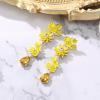 imageBriLove Gorgeous Stunning Rhinestones Teardrop Flower Long Dangle Drop Earrings for Women Wedding Party Prom Summer Jewelry AccessoryYellow GoldTone