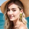 imageBriLove Gorgeous Stunning Rhinestones Teardrop Flower Long Dangle Drop Earrings for Women Wedding Party Prom Summer Jewelry AccessoryYellow GoldTone