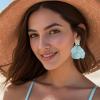imageBriLove Handmade Bohemian Floral Earrings for Women Exaggerated Layered Flower Statement Drop Dangle Summer Jewelry AccessoriesBlue