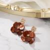 imageBriLove Handmade Bohemian Floral Earrings for Women Exaggerated Layered Flower Statement Drop Dangle Summer Jewelry AccessoriesBrown