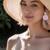 imageBriLove Handmade Bohemian Floral Earrings for Women Exaggerated Layered Flower Statement Drop Dangle Summer Jewelry AccessoriesPink