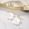 imageBriLove Handmade Bohemian Floral Earrings for Women Exaggerated Layered Flower Statement Drop Dangle Summer Jewelry AccessoriesWhite