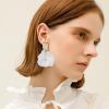 imageBriLove Handmade Bohemian Floral Earrings for Women Exaggerated Layered Flower Statement Drop Dangle Summer Jewelry AccessoriesWhite