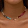 imageBriLove Handmade Unique Nature Stone Colorful Rainbow Turqoise Strand Choker Necklace for Women Beach Summer JewelryCircle