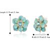 imageBriLove Stud Floral Earrings for Women Stunning Gorgeous Rhinestone Emerald Cut Enamel Flower Shaped Ear Studs for Summer Seaside Idyllic Holiday Accessory02Green GoldTone