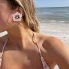 imageBriLove Stud Floral Earrings for Women Stunning Gorgeous Rhinestone Emerald Cut Enamel Flower Shaped Ear Studs for Summer Seaside Idyllic Holiday Accessory06Pink SilverTone