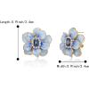 imageBriLove Stud Floral Earrings for Women Stunning Gorgeous Rhinestone Emerald Cut Enamel Flower Shaped Ear Studs for Summer Seaside Idyllic Holiday Accessory01Blue GoldTone
