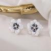 imageBriLove Stud Floral Earrings for Women Stunning Gorgeous Rhinestone Emerald Cut Enamel Flower Shaped Ear Studs for Summer Seaside Idyllic Holiday Accessory07Clear SilverTone