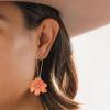 imageBriLove Unique Boho Flower Dangle Earrings for Women Exaggerated Layered Flora Statement Earrings for Summer Refreshing Seaside Idyllic HolidayOrange GoldTone