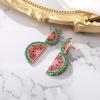 imageBriLove Watermelon Earrings for WomenSparkly Bling Rhinestone Fruit Dangle Earring for Summer JewelryMulticolor GoldTone