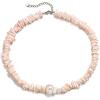 imageBriLove Baroque Freshwater Cultured Pearl Puka Shell Ocean Chains Choker Necklace for Women Beach Summer Trendy Seaside JewelryPink