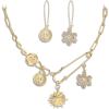 imageBriLove Charm Necklace Earrings Set for WomenHandmade Paperclip Evil Eye Anchor Flower Gold Pendant for Outfit Summer Beach AccessoriesClear GoldTone