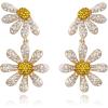 imageBriLove Daisy Flower Stud EarringsCute Chrysanthemum Sun Floral Drop Dangle Earring for Women Summer Jewelry AccessoriesYellow GoldTone