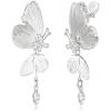 imageBriLove Elegant Shiny Cubic Zirconia Butterfly Clipon Dangle Earrings for Wedding Party Prom Daily Wear Trendy Jewelry AccessoryClear SilverTone