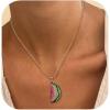 imageBriLove Fashion Funny Watermelon Fruit Pendant Necklace for WomenShiny Rhinestone Enamel Trendy Choker Jewelry Gift Christmas Birthday Daily WearPink