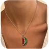 imageBriLove Fashion Funny Watermelon Fruit Pendant Necklace for WomenShiny Rhinestone Enamel Trendy Choker Jewelry Gift Christmas Birthday Daily WearRed