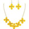 imageBriLove Flower Collar Necklace Shiny Floral Summer Beach Statement Bib Necklaces Hook Earrings for Women Costume Prom JewelryYellow GoldTone