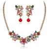 imageBriLove Flower Jewelry Set for WomenGorgeous Stunning Rhinestones Crystal Teardrop Marquise Leaf Flowers Cluster Statement Necklace Dangle Earrings Party Prom AccessoriesMulticolor